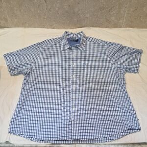 Nautica Men's Blue and White Plaid Shirt